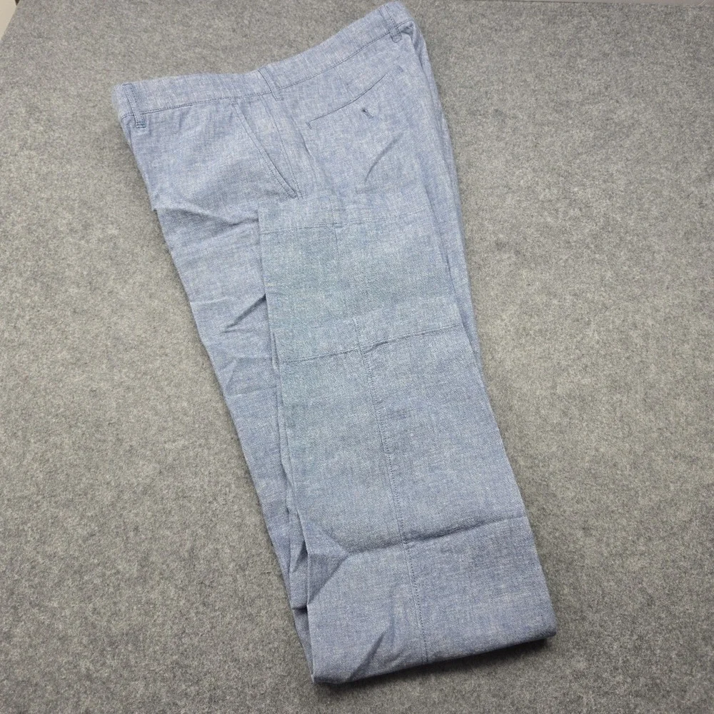 J Crew Pants Mens 34x34 Straight Blue Woven Cotton Linen Dress Pants